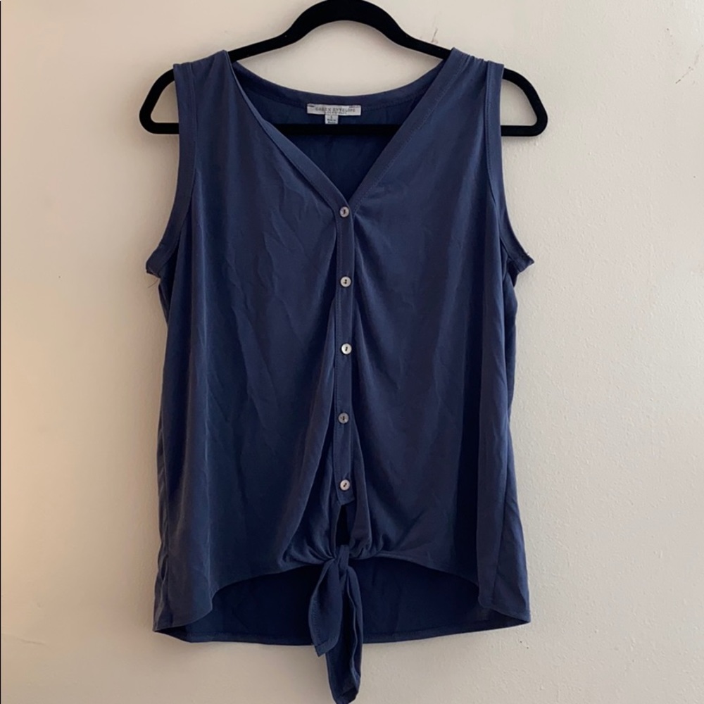 Dusty navy blue tank top with buttons down front